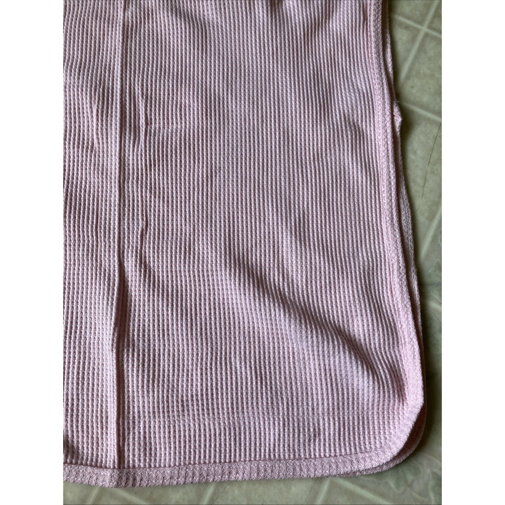 Solid Pink Baby Blanket Thermal Waffle Weave RN 14500 Rounded Corner Lovey